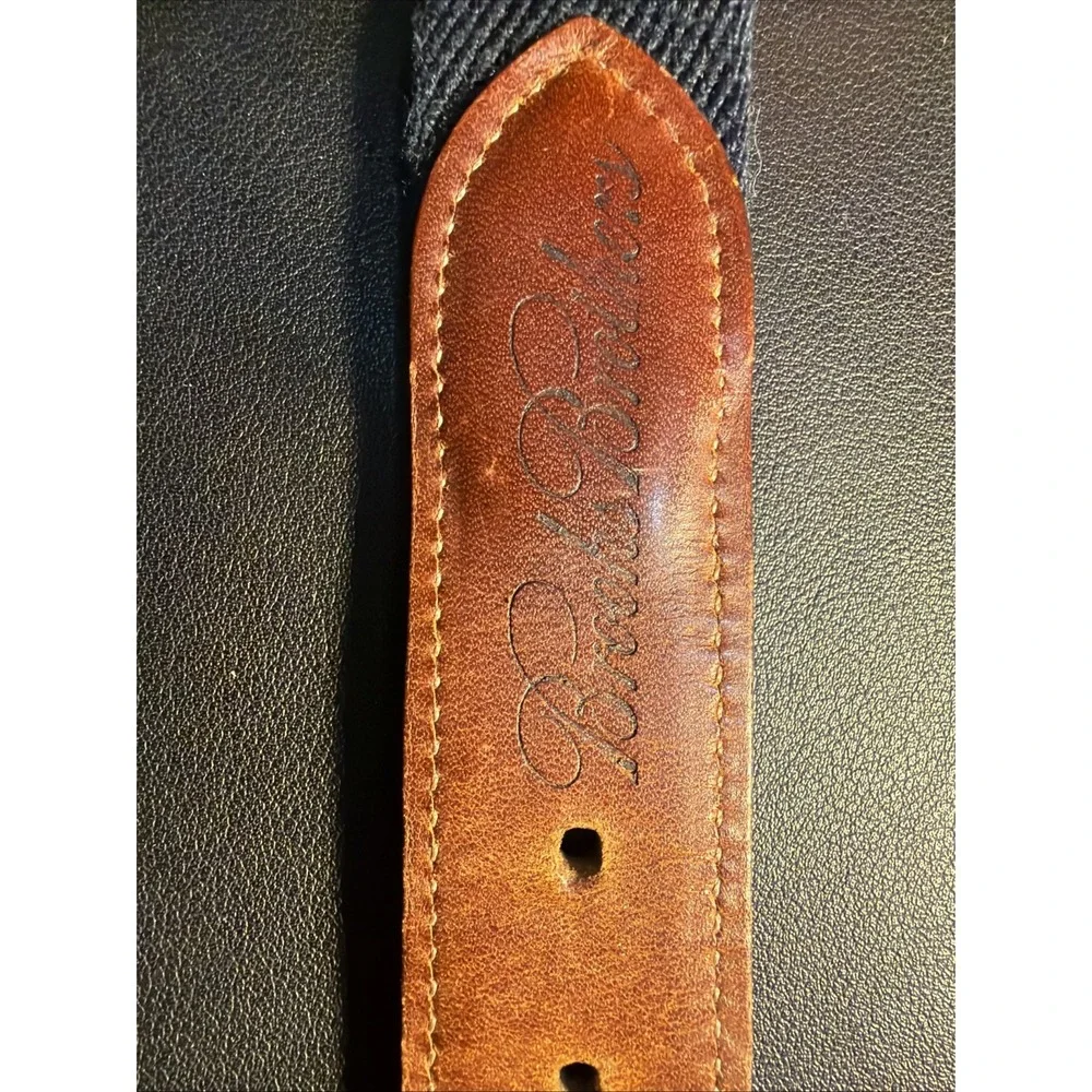 Brooks Brothers Navy Grosgrain And Leather Casual Belt, Size 38!